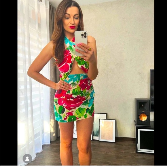 Zara FLORAL HALTER PRINT DRESS 3684/247 - Picture 12 of 12